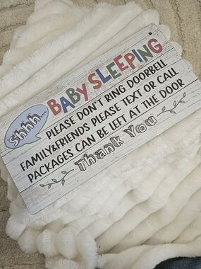 Baby Sleeping Wooden Door Sign - Colorful Lettering